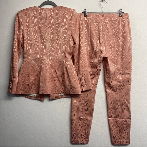 NWT Veronica Beard Pink Textured Blazer & Pants Suit Set Blazer 4 Pants 6 - Picture 7 of 13